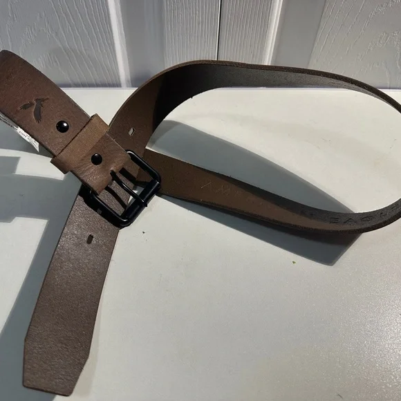 American Eagle By Payless Brown Leather Belt with Rustic Design - Picture 2 of 6